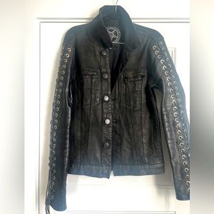 Blackwax denim body custom REAL Leather sleeves